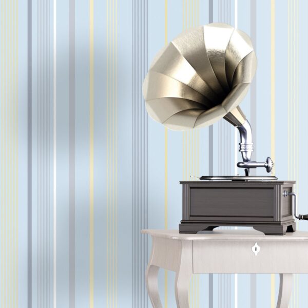 Papeles pintados de Diseño de rayas de diferentes grosores tonos azules